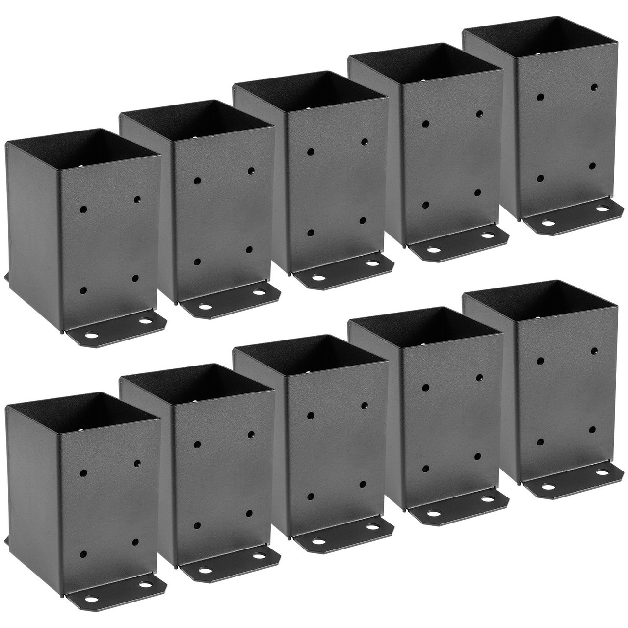 4 x 4 Post Base 10 PCs, Deck Post Base 3.6 x 3.6 inch, Post Bracket 2.5 lbs Fence Post Anchor Black Powder-Coated Deck Post Base with Thick Steel for Deck Supports Porch Railing Post Holders