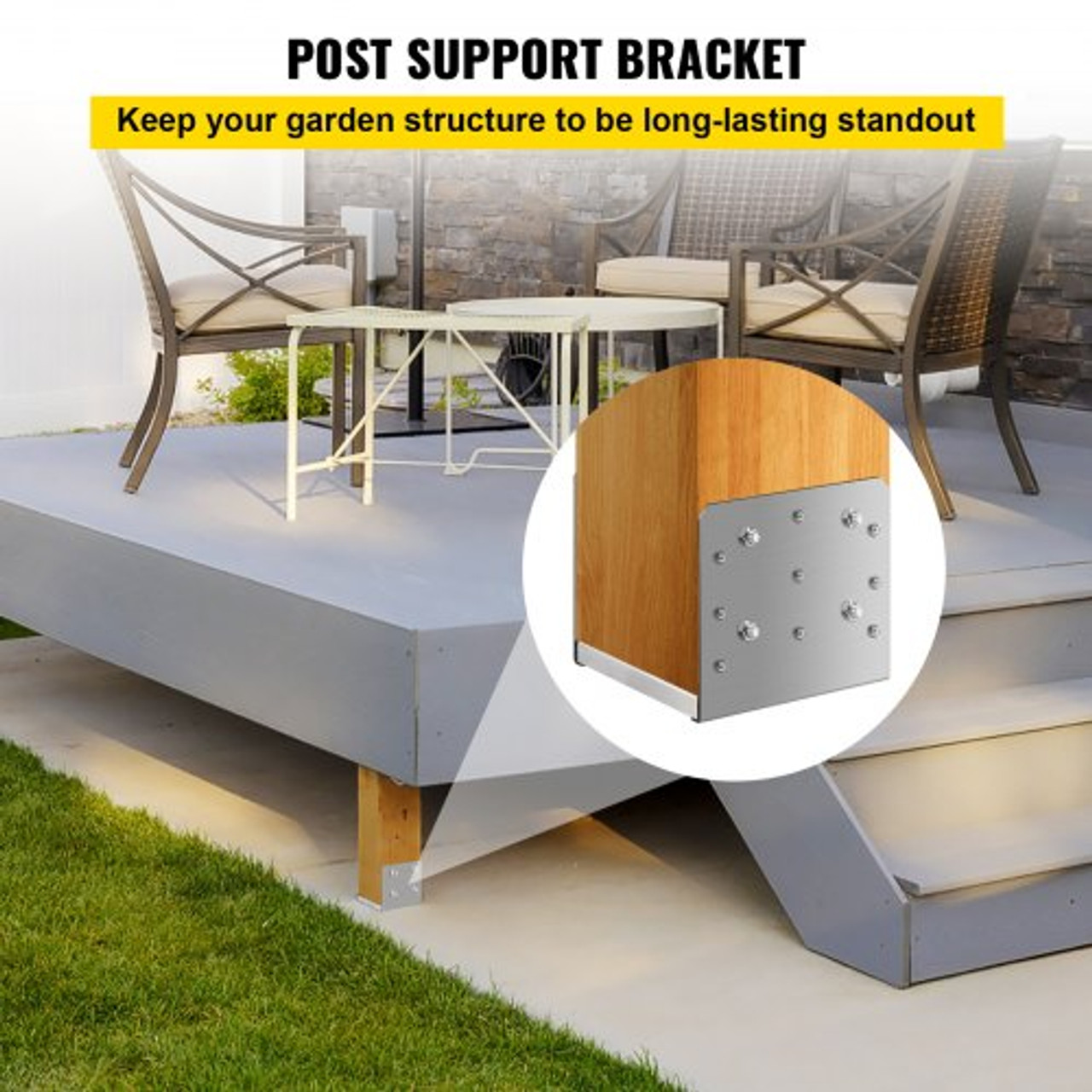 Standoff Post Base 8x8 Inch Adjustable Post Base Post Mender Offers Moisture Protection Adjustable Post Anchor with Fibre Drawing Surface and Full Set of Accessories for Rough Size Lumber (1pc)