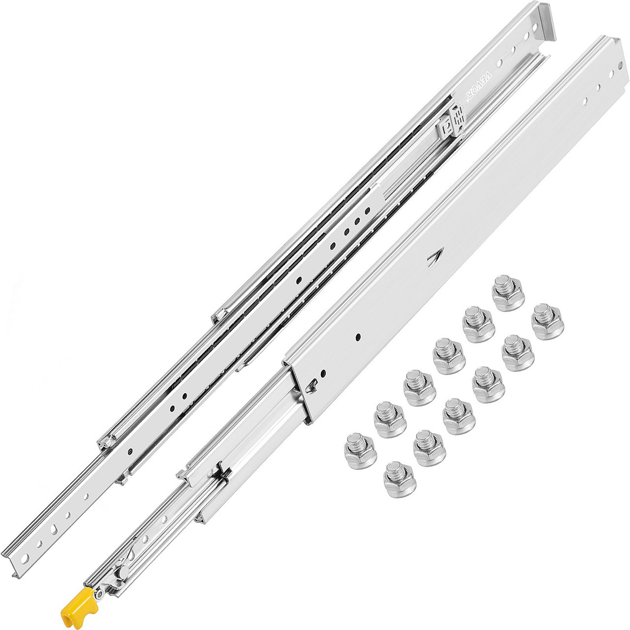 Heavy Duty Drawer Slides 40" Length, Locking Drawer Slides 500lbs Load Capacity Long Full Extension Drawer Slide 1 Pair Side Mount Ball Bearing Drawer Glides Push to Open Drawer Runners Rail