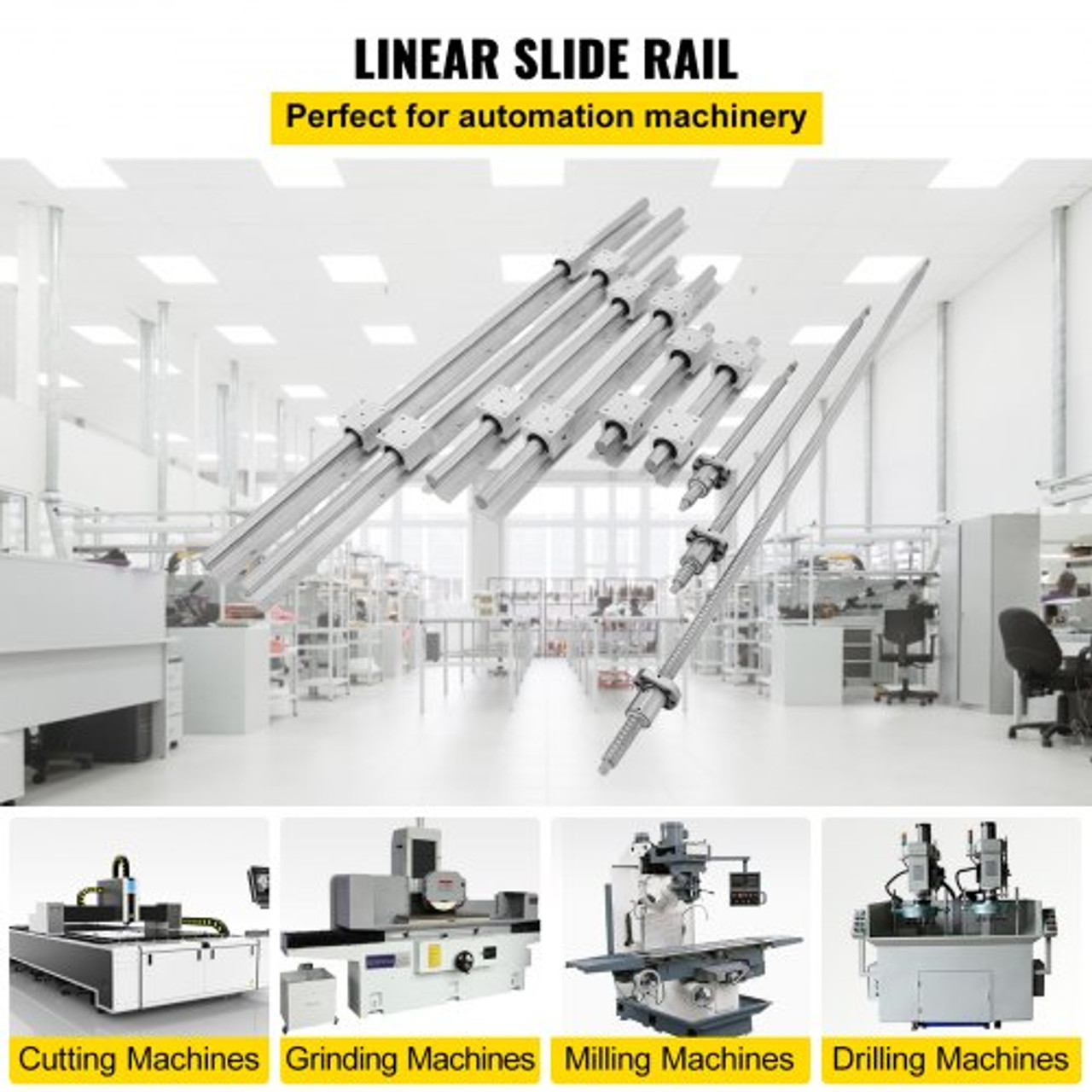 Linear Rail, Ballscrew x 3, RM1605-350mm 650mm 1050mm x 2 Linear Rail Support, 12 CNC Kit Linear Shaft Optical Axis