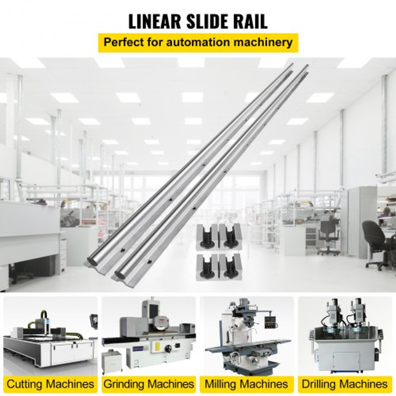 Linear Rail SBR20-1500mm 2 Linear Slide Guide with 4 SBR20UU Bearing Block