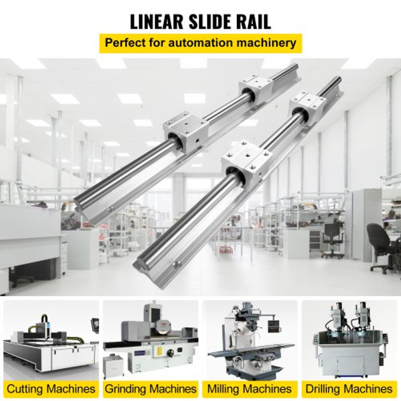 Linear Rail SBR16-300mm 2PCs Linear Rail Shaft Rod W/ 4 SBR16UU Blocks