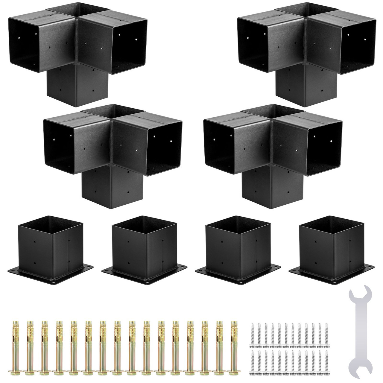 Pergola Kit Steel Brackets, 6" x 6" Pergola Brackets Post, 8 pcs Pergola Brackets Boot, Powder-Coated Pergola Bracket Shoulder, Carbon Steel