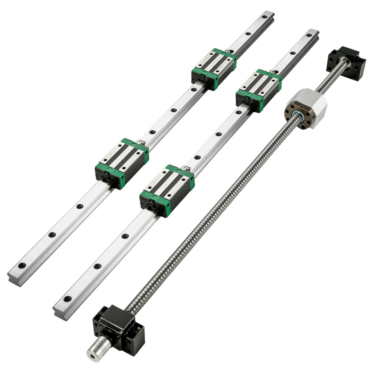 Linear Guide Rail, 2PCS HGR20-1000mm Linear Slide Rail + 1Pcs RM1605-1000mm Ballscrew with BF12/BK12 Kit, Coupling, Slide Blocks Linear Guide Rail Set for DIY CNC Routers Lathes Mills