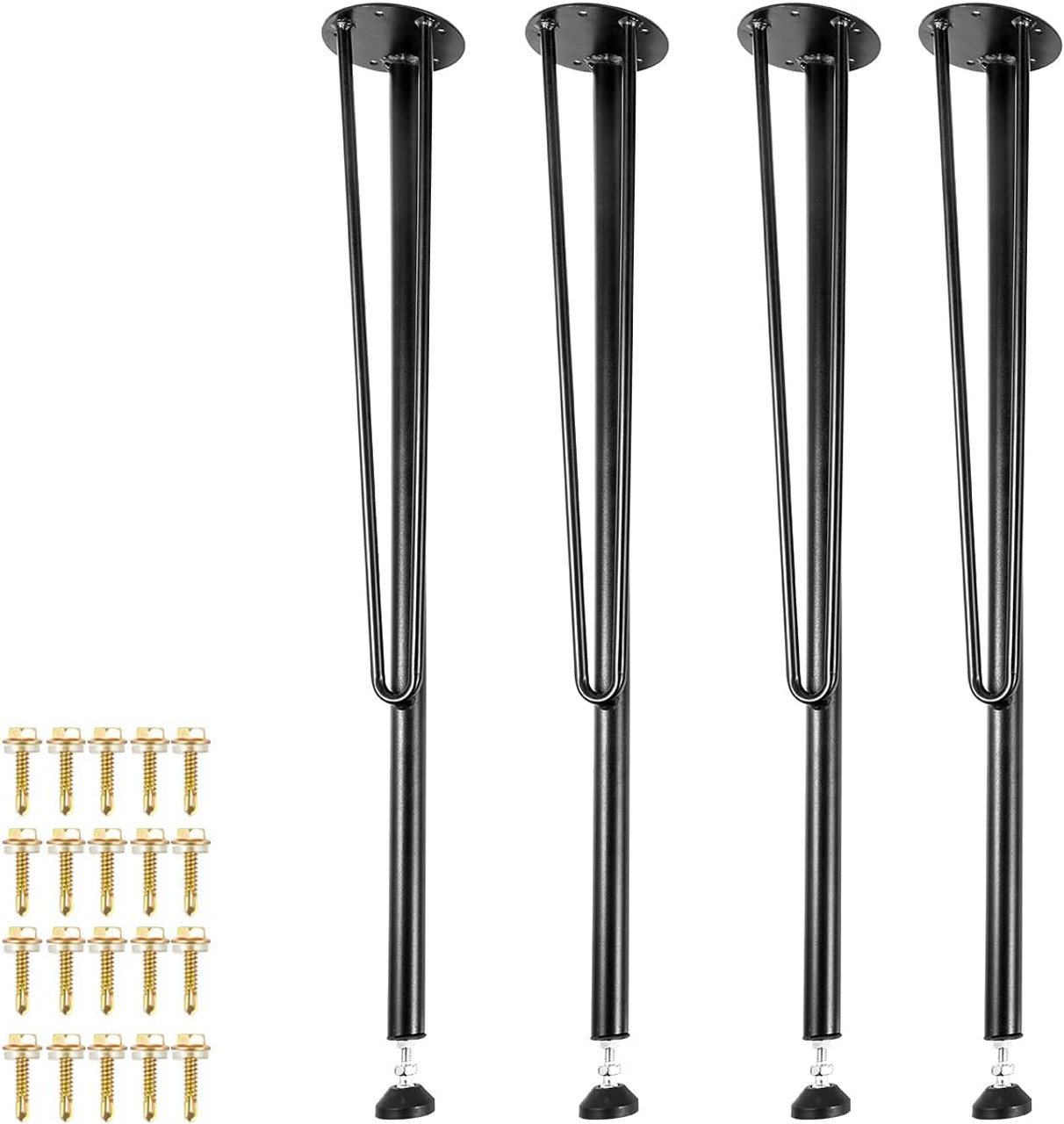 Hairpin Metal Table Legs 28 Inch Desk Legs Set of 4 Heavy Duty Bench Legs 3-Rod Metal Furniture Legs Wrought Iron Coffee Table Legs Home DIY for