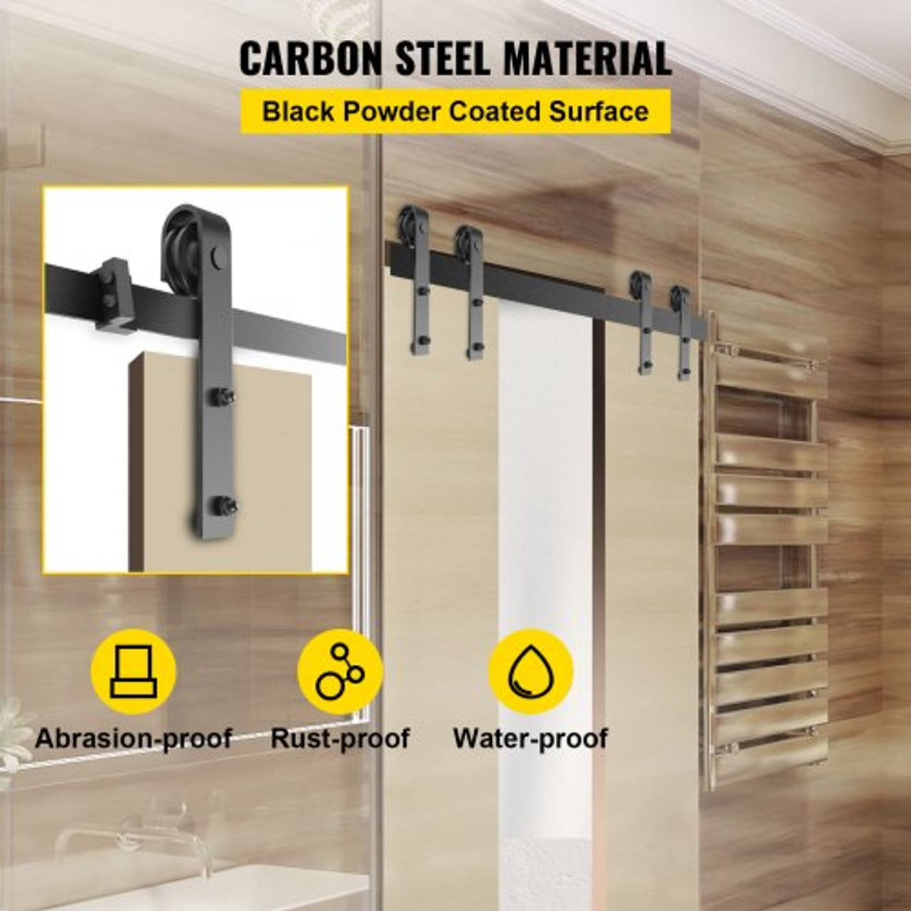 Sliding Barn Door Hardware Kit, 10FT Barn Door Kit, 330LBS Load-Bearing Double Barn Door Hardware Kit, Carbon Steel Barn Door Track, Darn Door for 1.37-1.77" Thickness & 5FT Wide Door Panel