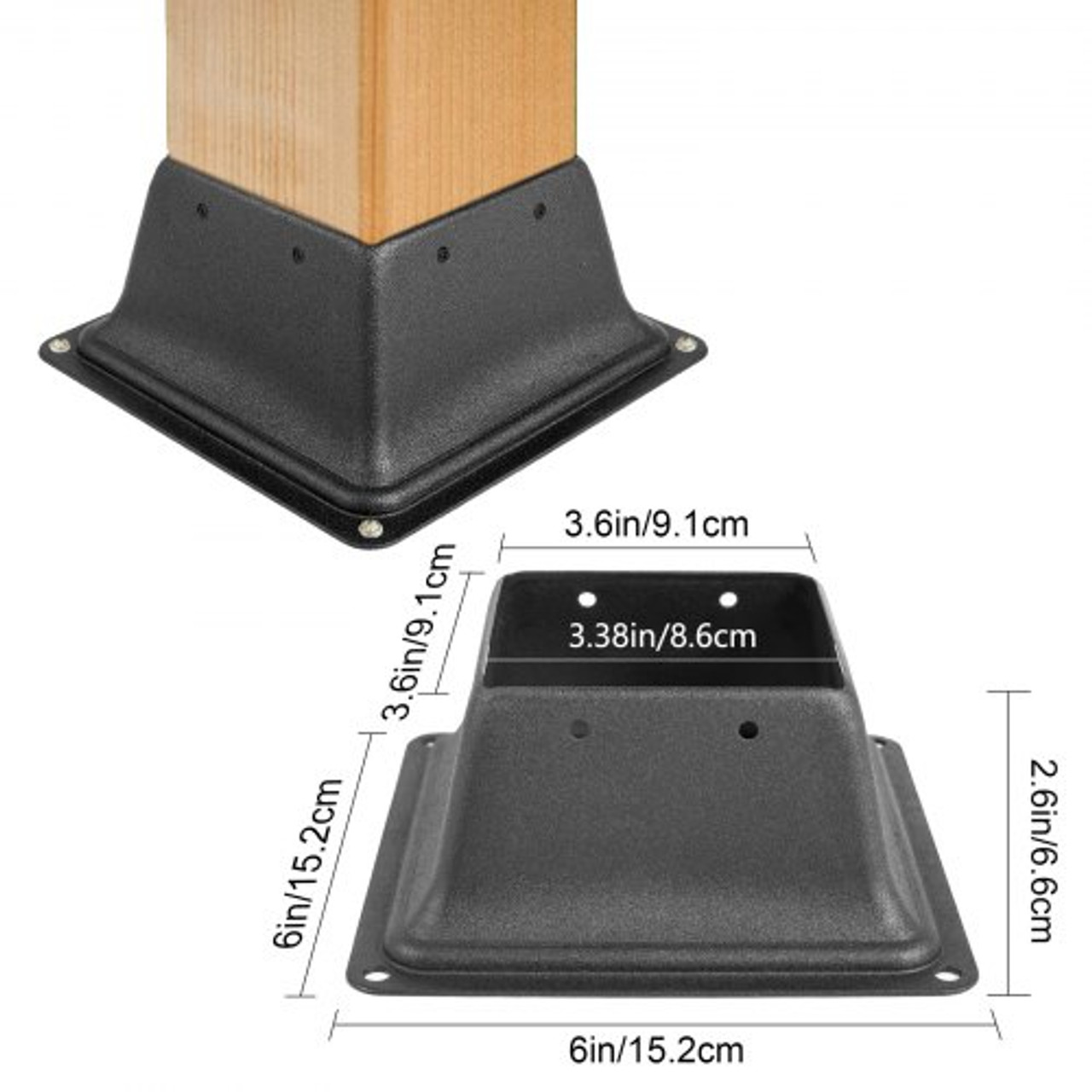 Deck Post Base 20 PCS Post Base Skirt 4 x 4 Inch Post Support Flange 2.5 LBS Deck Post Skirt Black Powder-Coated Decking Post Base with Thick Steel for Deck Supports Porch Railing Post Holders