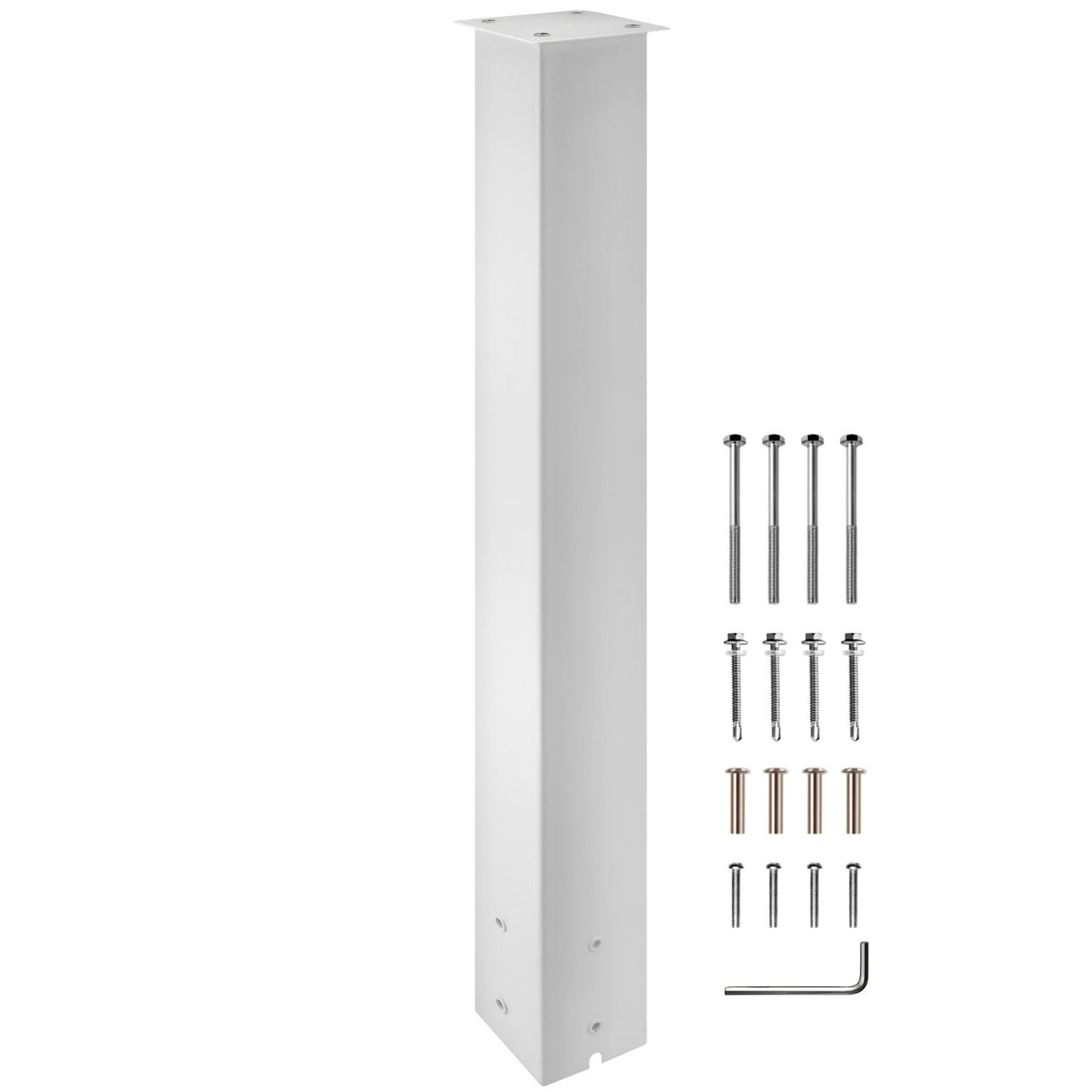 Mailbox Post, 43" High Mailbox Stand, White Powder-Coated Mail Box Post Kit, Q235 Steel Post Stand Surface Mount Post for Sidewalk and Street Curbside, Universal Mail Post for Outdoor Mailbox