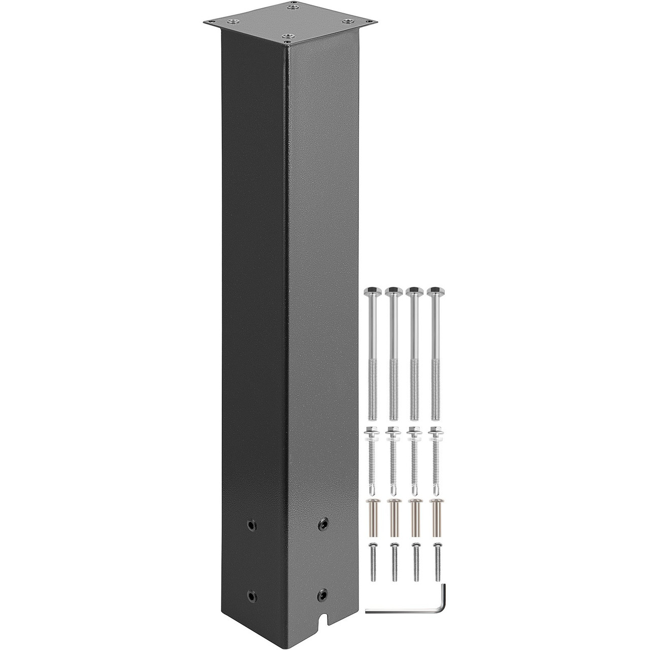 Mailbox Post, 27" High Mailbox Stand, Black Powder-Coated Mail Box Post Kit, Q235 Steel Post Stand Surface Mount Post for Sidewalk and Street