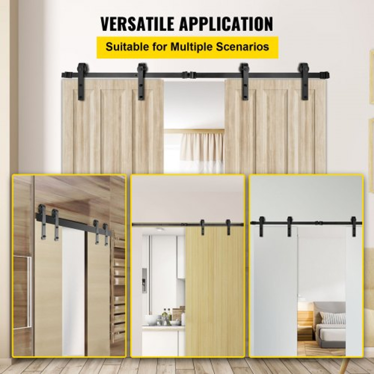 Sliding Barn Door Hardware Kit, 11FT Barn Door Kit, 330LBS Load-Bearing Double Barn Door Hardware Kit, Carbon Steel Barn Door Track, Darn Door for 1.37-1.77" Thickness & 5.5FT Wide Door Panel