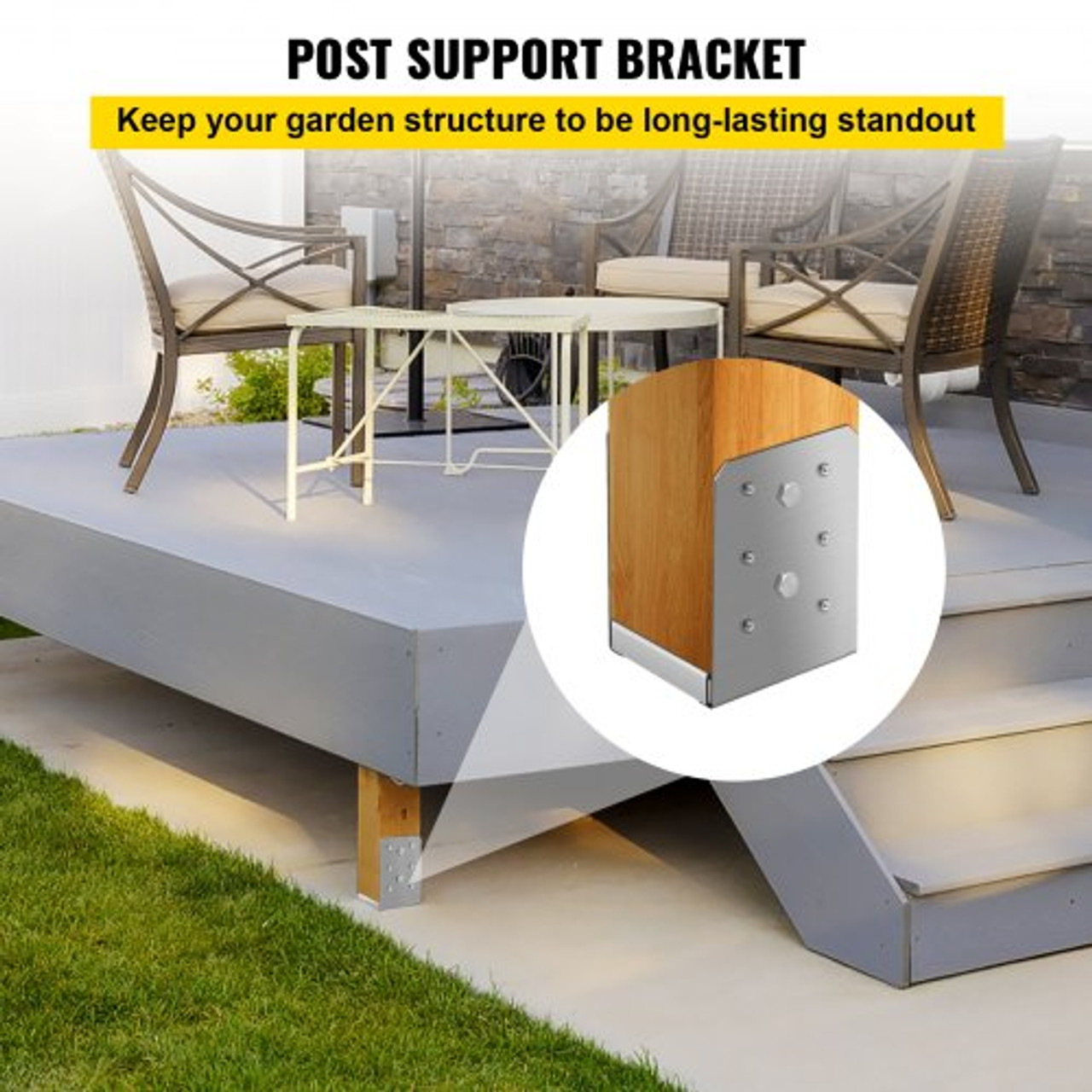 Standoff Post Base 4 x 4"(Inner Size:3.74 x 3.15") 12 PCS Stainless Steel Adjustable Post Base Adjustable Post Anchor with Fiber Drawing Surface and Full Set of Accessories for Rough Size Lumber