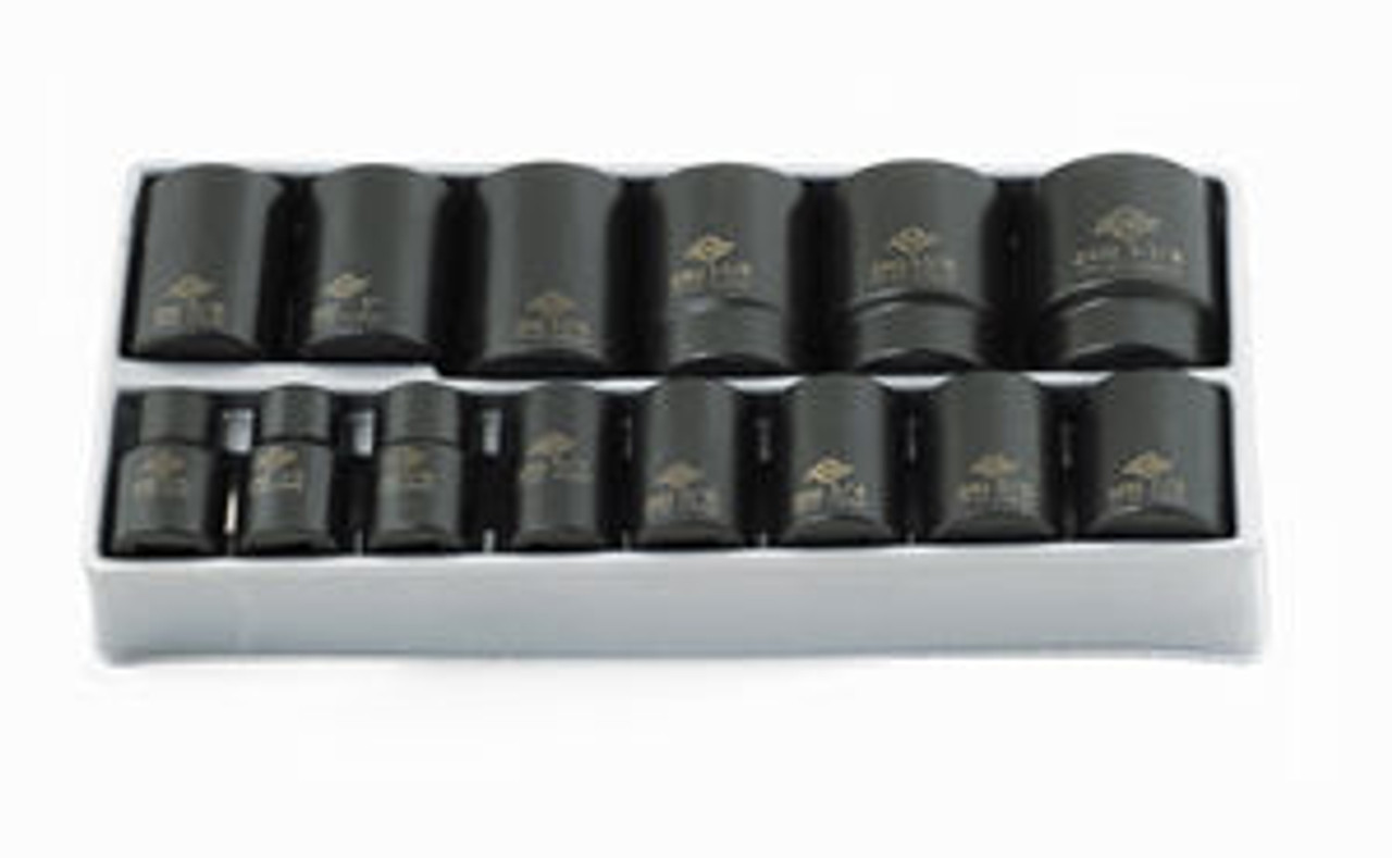 1/2" Drive Fractional 12 Point Standard Impact Socket Set - 14 Pc.