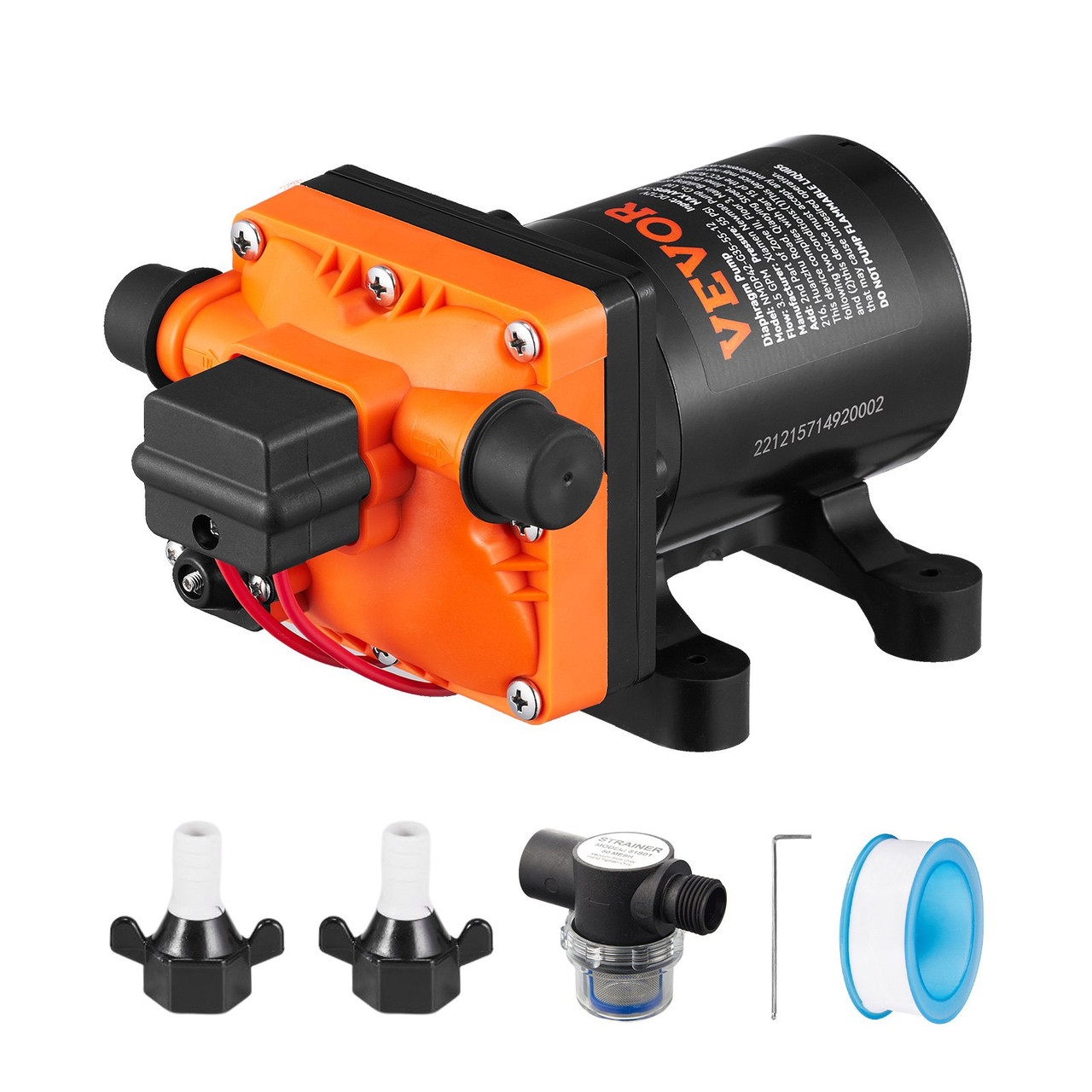 12V Water Pressure Diaphragm Pump Self-Priming Pump 55 PSI 3.5 GPM Boat RV