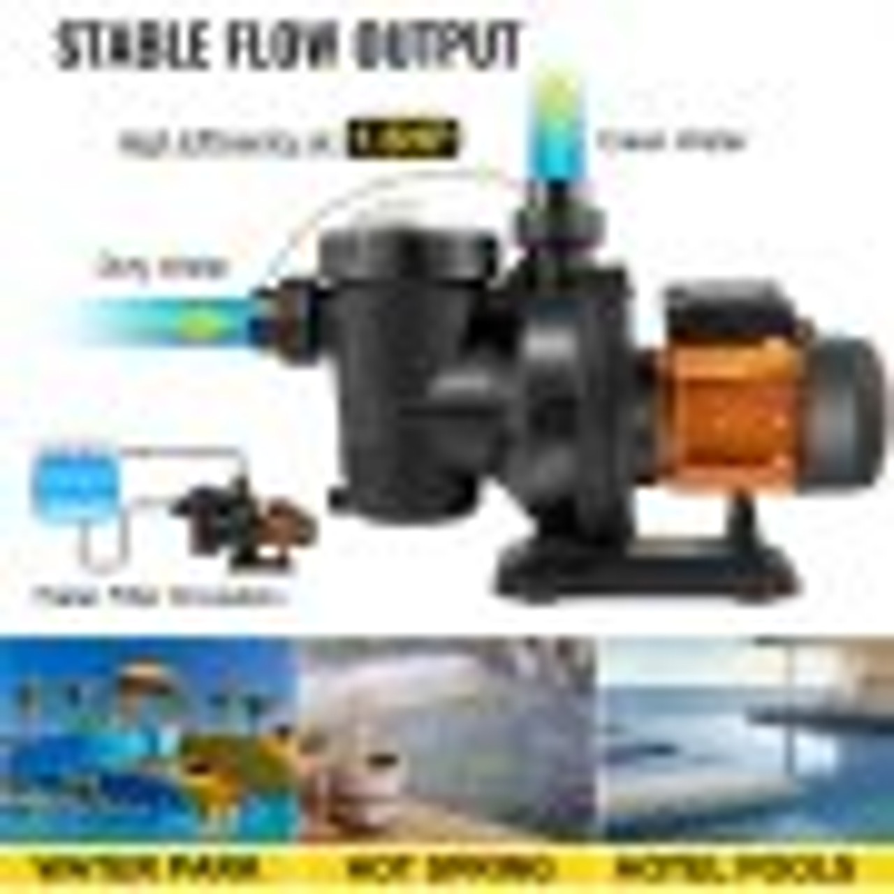 Pool Pump Swimming Pool Pump 72V DC/1200W Solar Water Pump 62 FT/136 GPM