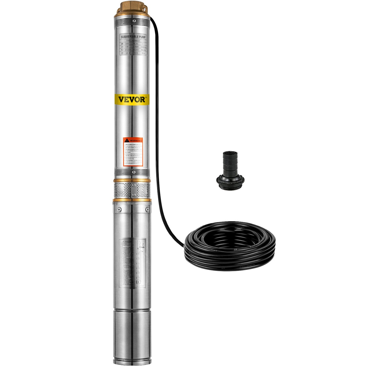 Well Pump 1 HP Submersible Well Pump 33GPM Deep Well Pump 207ft Head with 9.8ft Cable Water Well Pumps Submersible Stainless Steel for Factories,