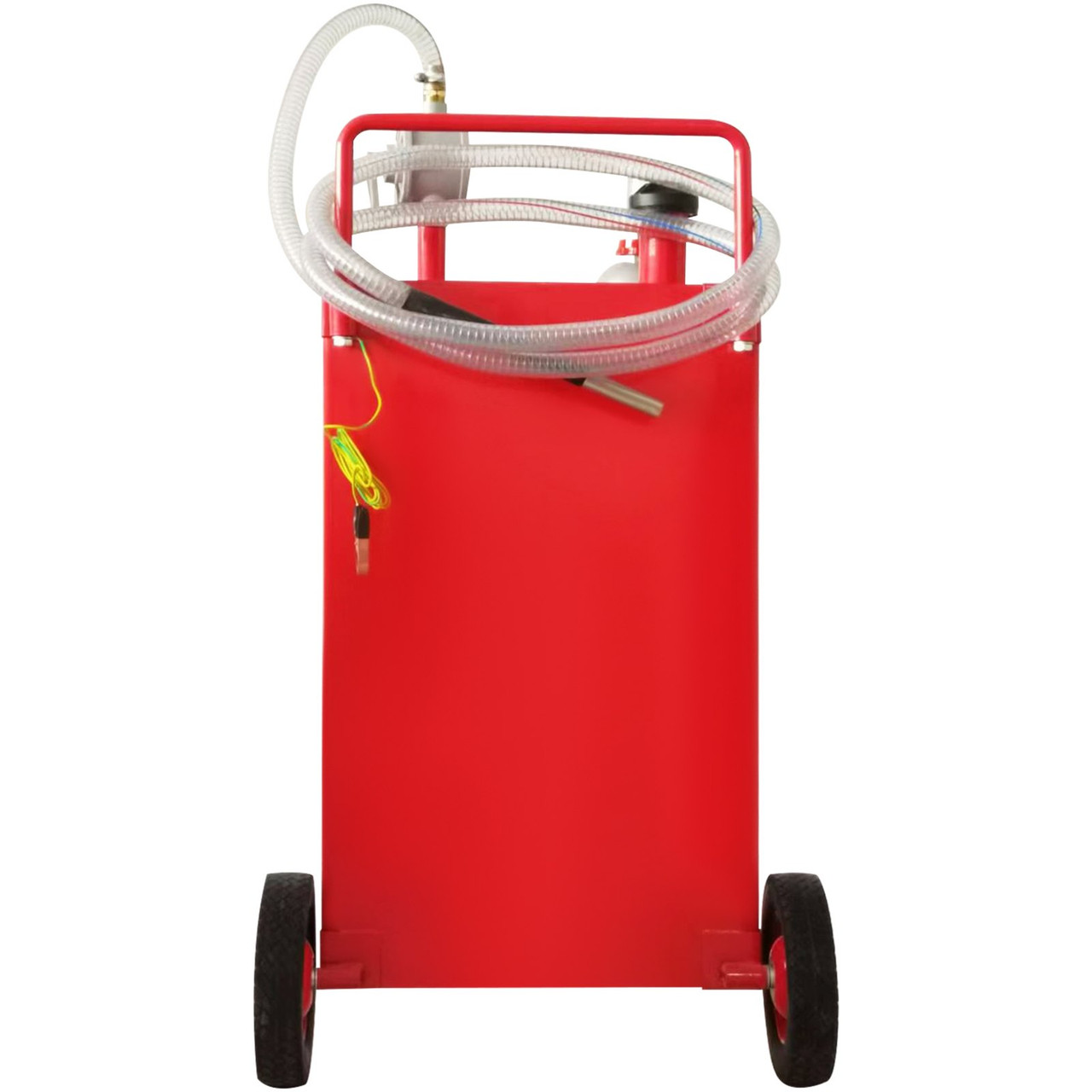 30 Gallon Fuel Caddy, Fuel Storage Tank on 2 Wheels, Portable Gas Caddy with Manuel Transfer Pump, Gasoline Diesel Fuel Container for Cars, Lawn