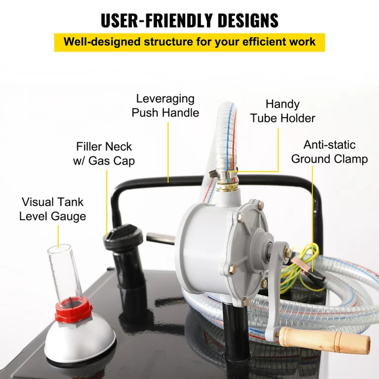 30 Gallon Fuel Caddy, Gas Storage Tank & 4 Wheels, with Manuel Transfer Pump, Gasoline Diesel Fuel Container for Cars, Lawn Mowers, ATVs, Boats,