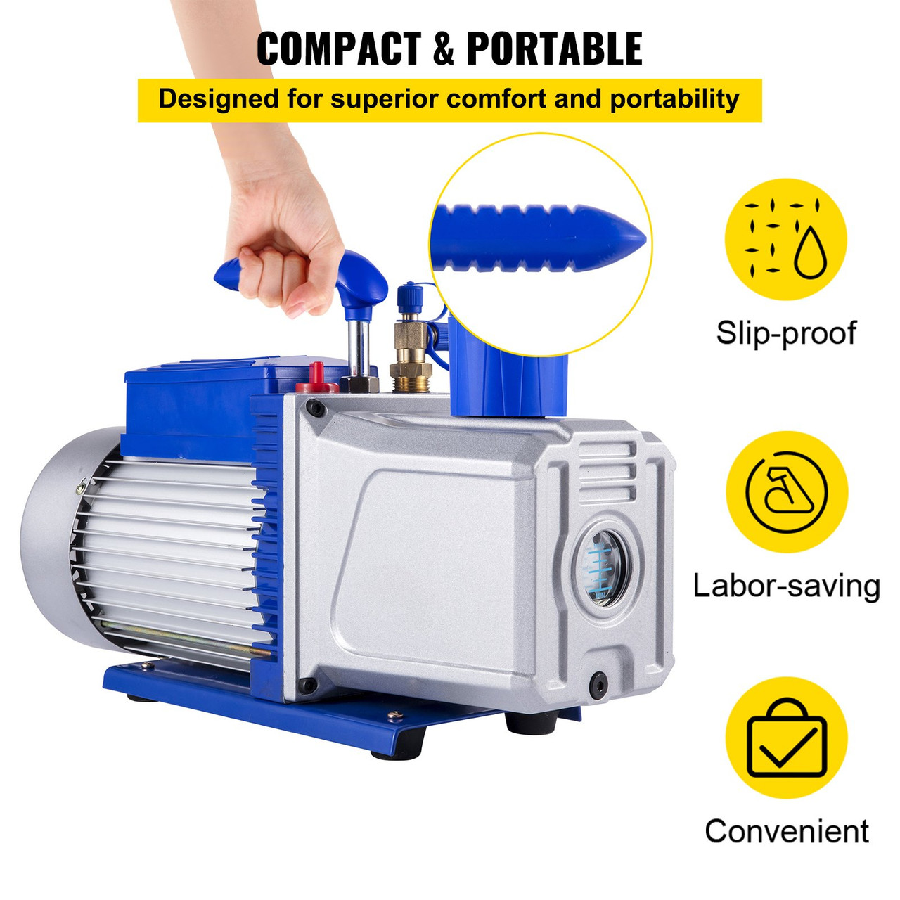 1 HP 10 CFM/12 CFM 2 Stage Rotary Vane Vacuum Pump