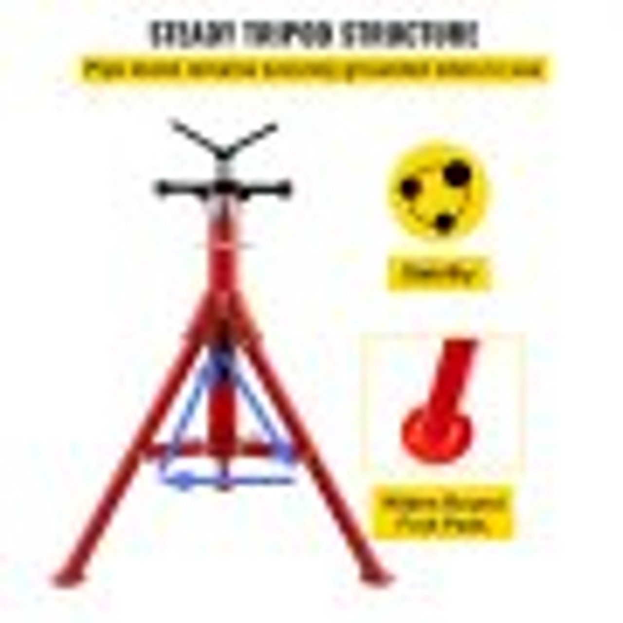 V Head Pipe Stand 1/8"-12" Capacity, Adjustable Height 24"-42", Pipe Jack Stands 2500 lb. Load Capacity, Portable Folding Pipe Stands, Carbon Steel Body More Durable