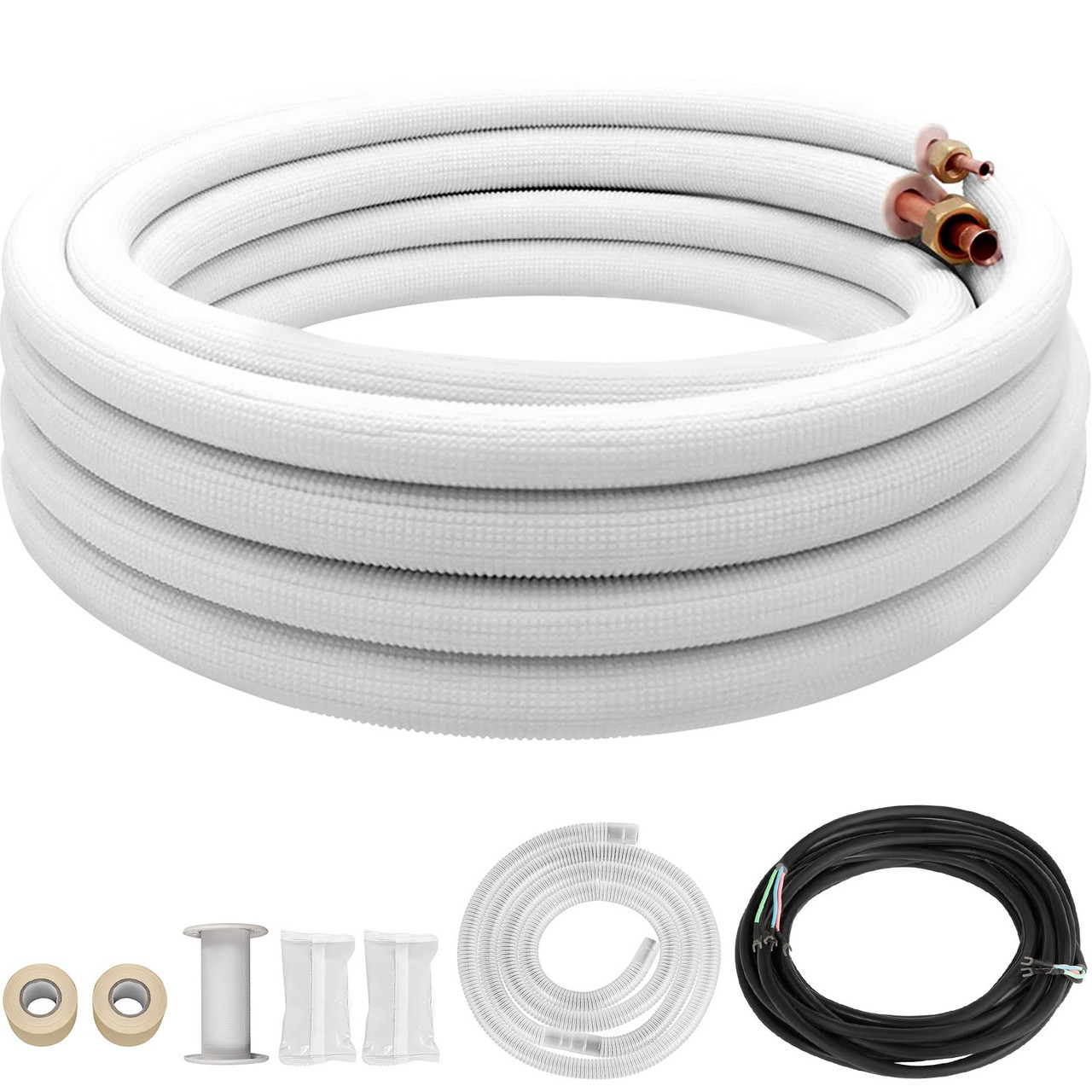 Mini Split Copper Line Set 25ft Length, 3/8" & 1/4" OD Copper Pipes for Mini Split Air Conditioner, Flared Copper Lines White, Mini Split Line Set for Heat Pump System, Line Set for 9000 BTU