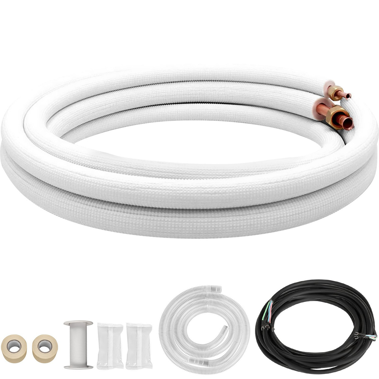 Mini Split Copper Line Set 16ft Length, 1/2" & 1/4" OD Copper Pipes for Mini Split Air Conditioner, Flared Copper Lines White, Mini Split Line Set for Heat Pump System Line Set for 12000 BTU