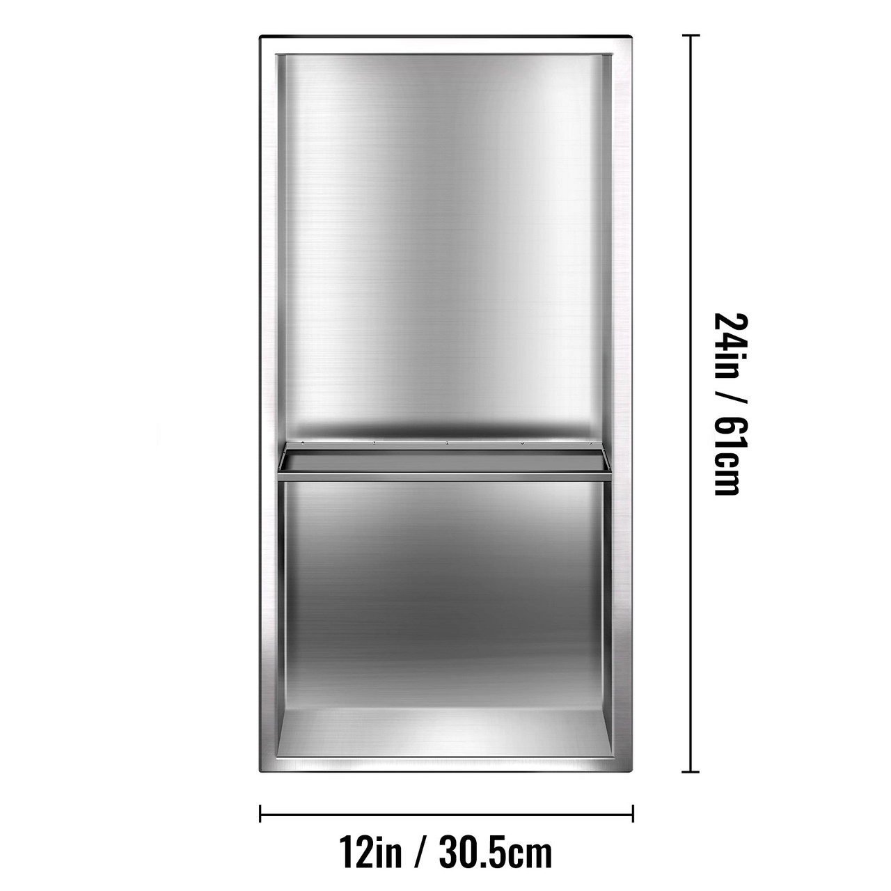 Shower Niche Stainless Steel, 12'' x 24'' x 4'', Wall-inserted Niche Recessed, Easy to Install, Recessed Shower Shelf Modern and Elegant, Soap Niche Polished Finish for Shower/Bathroom