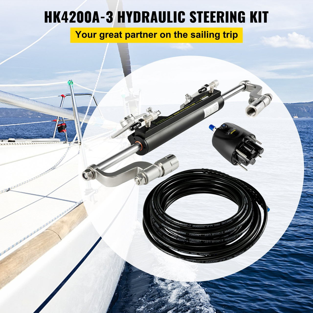 Boat Hydraulic Steering System Kit - Marine Outboard Steering For 300HP Engines