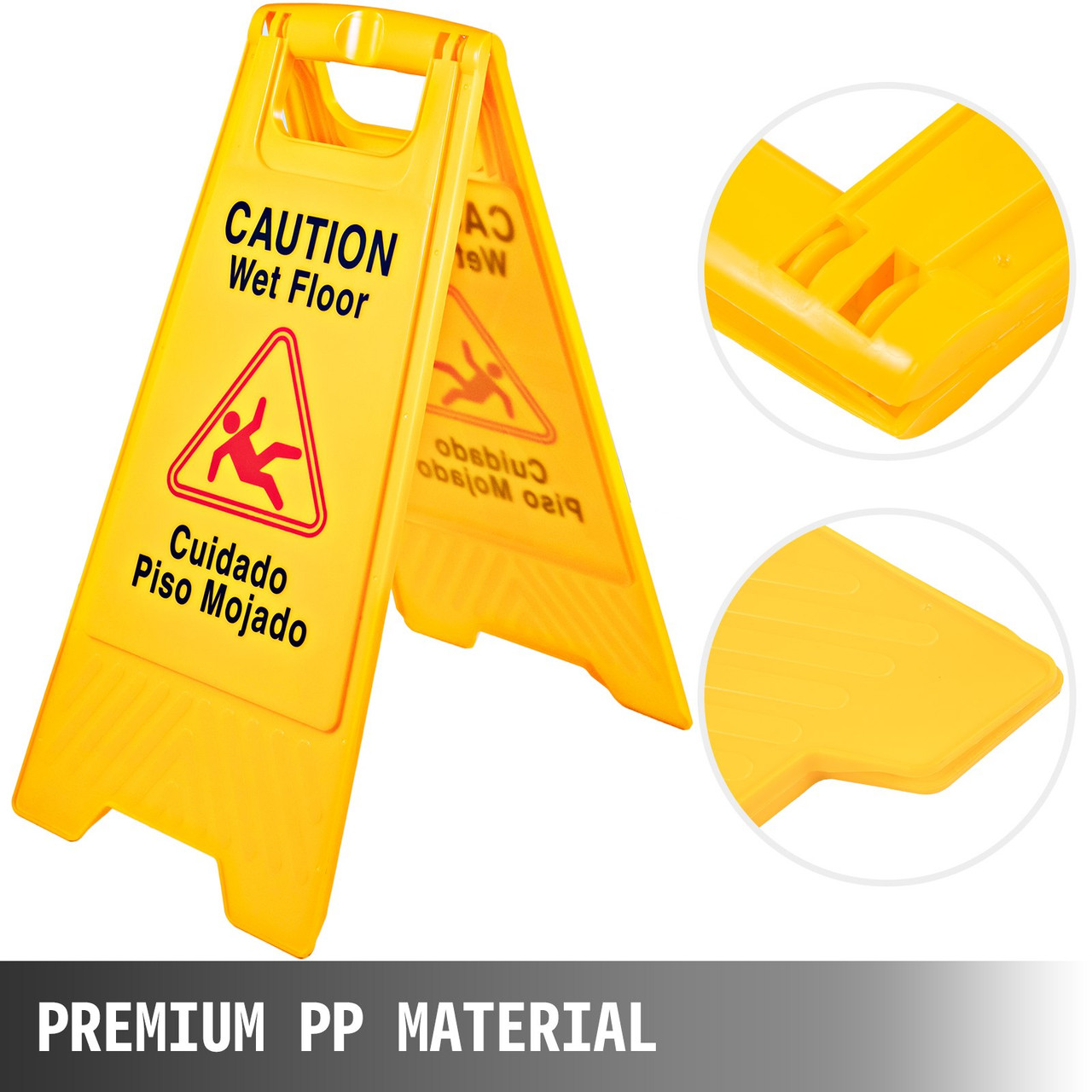 12 Pack Caution Wet Floor Sign 25-Inch Yellow Wet Floor Sign Double Sided Wet Floor Cones Fold-Out Bilingual Plastic Board for Indoors and Outdoors