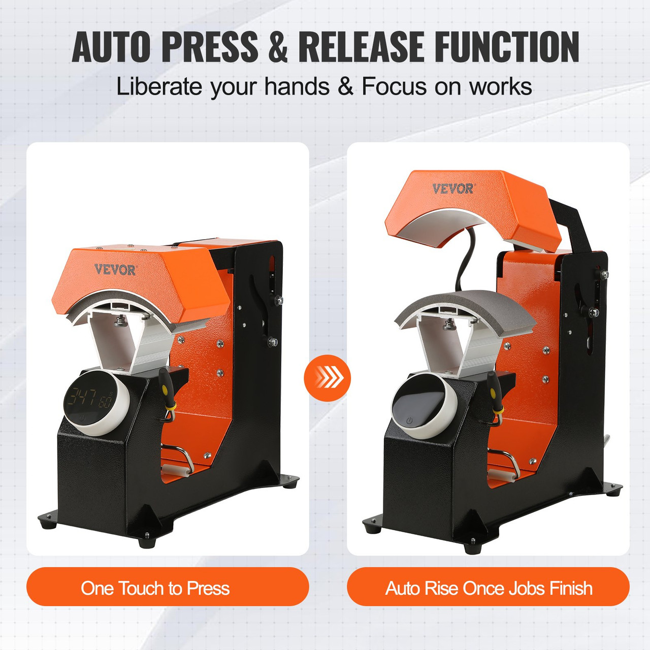 VEVOR Auto Heat Press, 15x15 Magnetic Semi-Automatic Heat Press Machine,  Digital Clamshell Sublimation Transfer Teflon Coated, Heat Printing Press  DIY