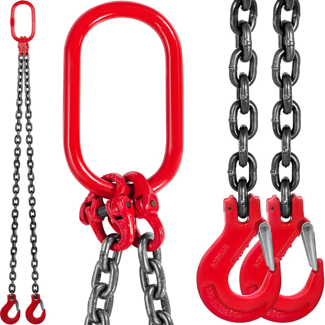 6FT Chain Sling 5/16 in x 6 ft Double Leg with Grab Hooks Sling Chain 3T Capacity Double Leg Chain Sling Grade80 (0.31In x 6Ft Double Leg Sling)