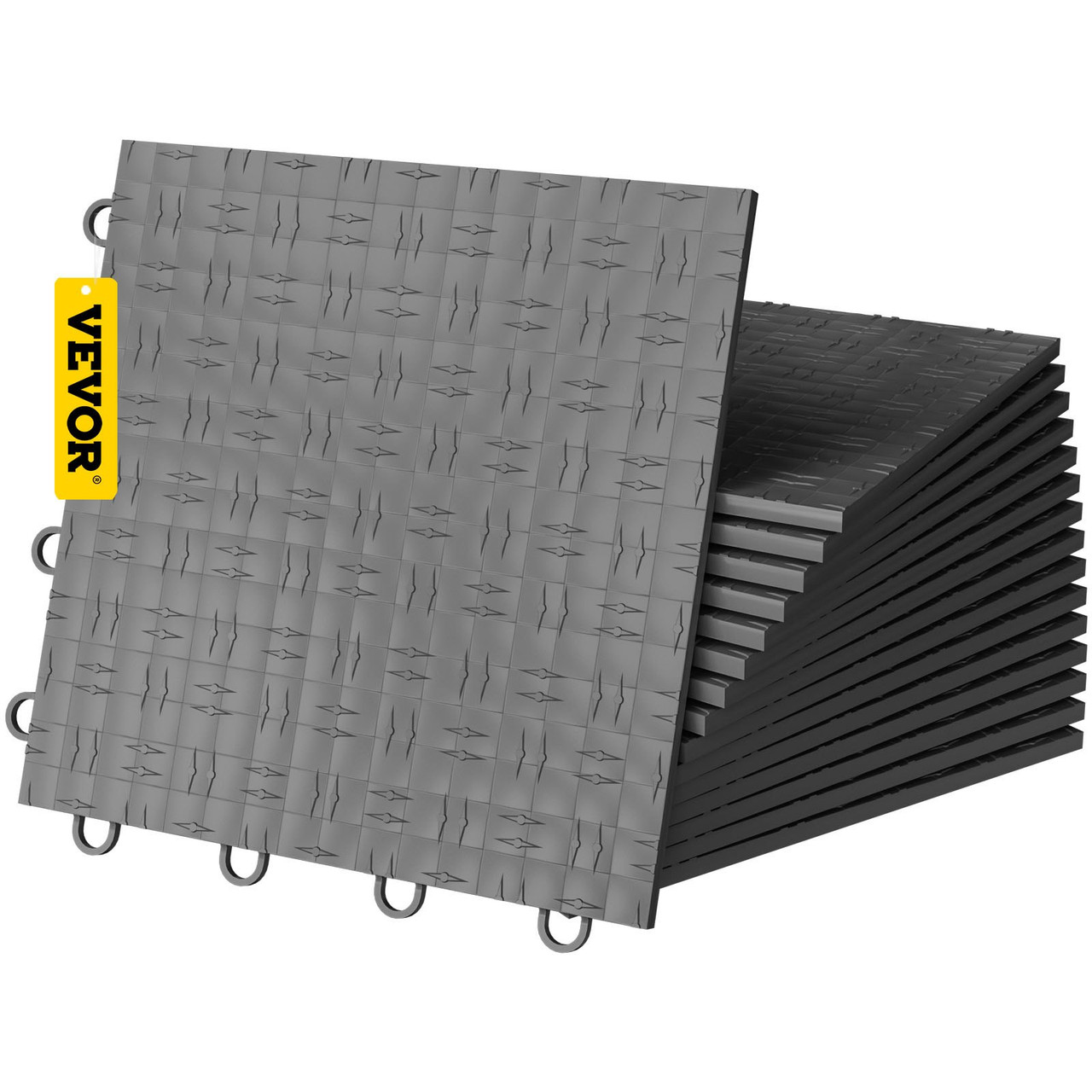 Garage Tiles Interlocking, 12'' x 12'', 50 pcs, Graphite Grey Garage Floor Covering Tiles, Non-Slip Diamond Plate Garage Flooring Tiles, Support up to 55,000 lbs for Basements, Gyms