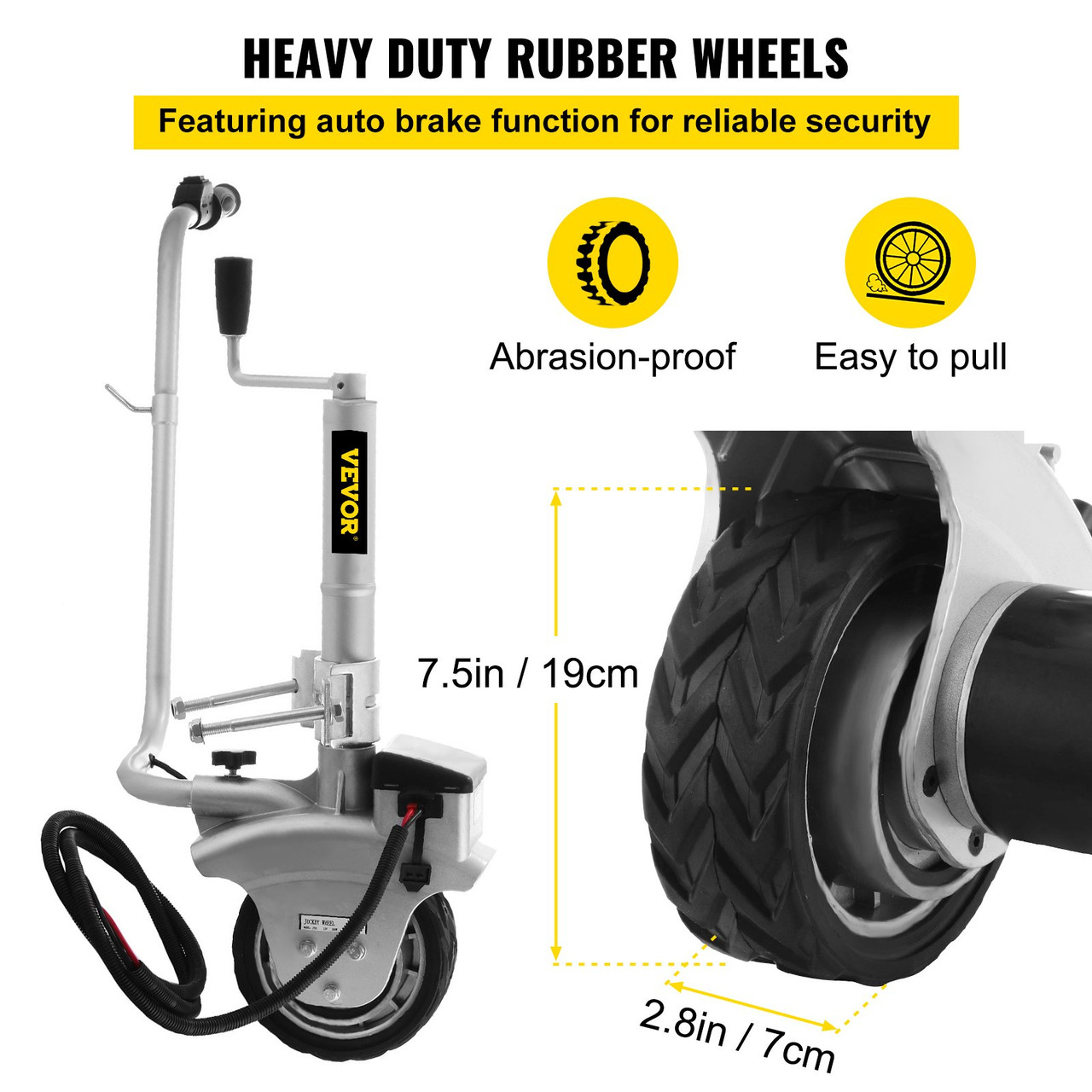 TrailerÿMover 350W 12V ElectricÿTrailerÿJack Max Vehicle Load 5000Lbs Trailer Jockey Wheel Utility TrailerÿJackÿEasy to Maneuver Trailer Caravan Boat (12V/350W)