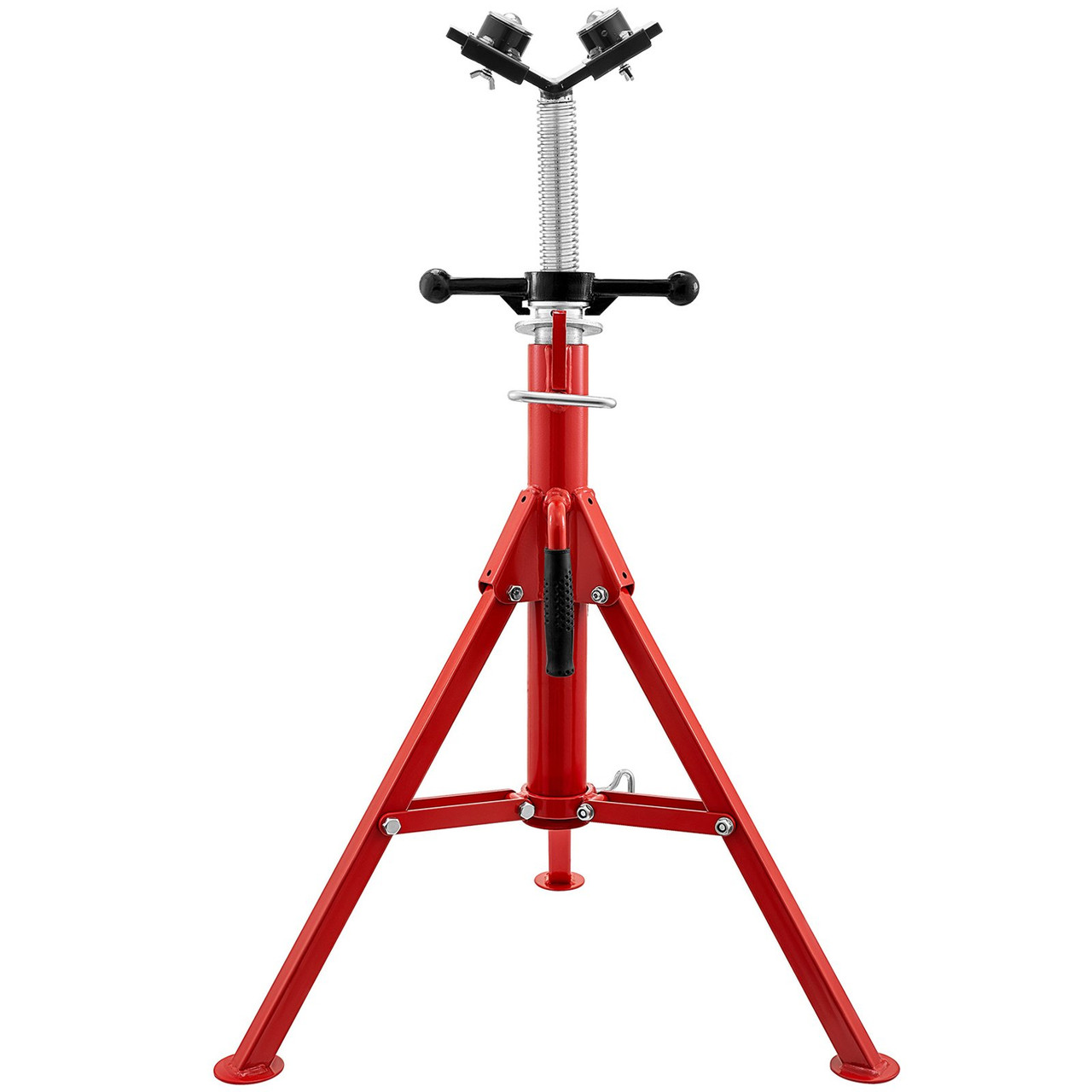 Pipe Jack Stand with 2-Ball Transfer V-Head 6mm Thickness and Folding Legs 1300LB Welding Pipe Stand Adjustable Height 28-52IN 1107S-type Pipe Jacks