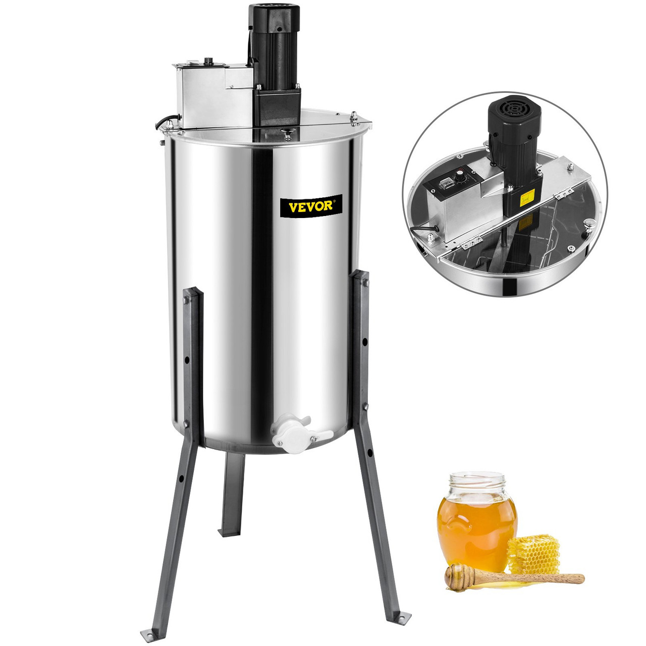 Electric Honey Extractor Separator 2 Frame Bee Extractor Stainless Steel Honeycomb Spinner Crank. Beekeeping Extraction Apiary Centrifuge Equipment
