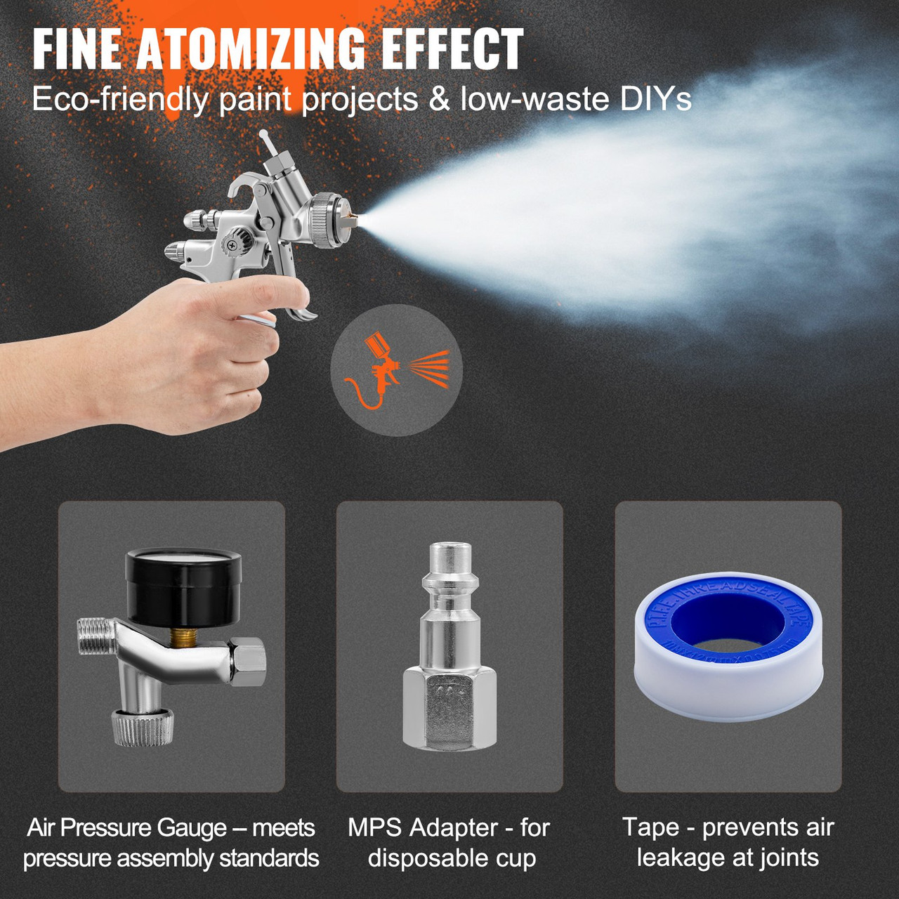 HVLP Auto Paint Air Spray Gun Kit Gravity Feed Car Primer 1.4/1.8mm Nozzle