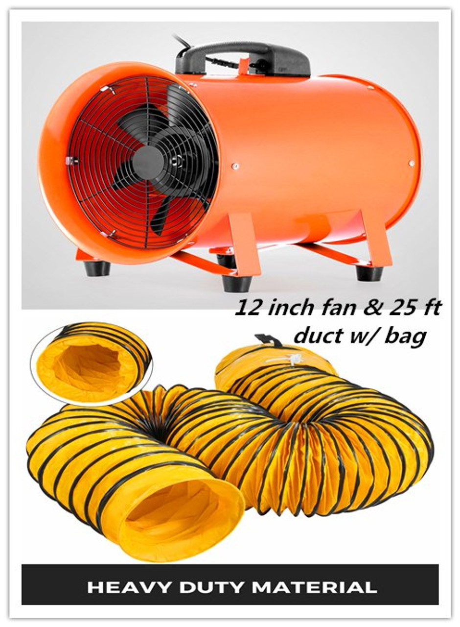 VEVOR 12'' Extractor Fan Blower Portable 8M Duct Hose w/Bag Fume Ventilation Exhaust