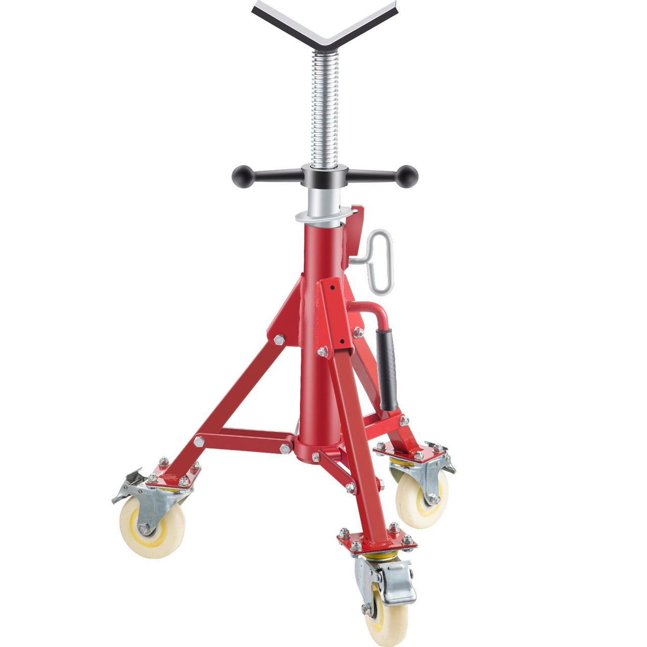 Pipe Stand, Pipe Jack Stand, V Head Pipe Stand Adjustable Height 23.6-42.5 Inch, Pipe Jack Stands with Casters 882 LB, Folding Portable Pipe Stands 1/8-12 Inch Pipe Supporting, Steel Jack Stand