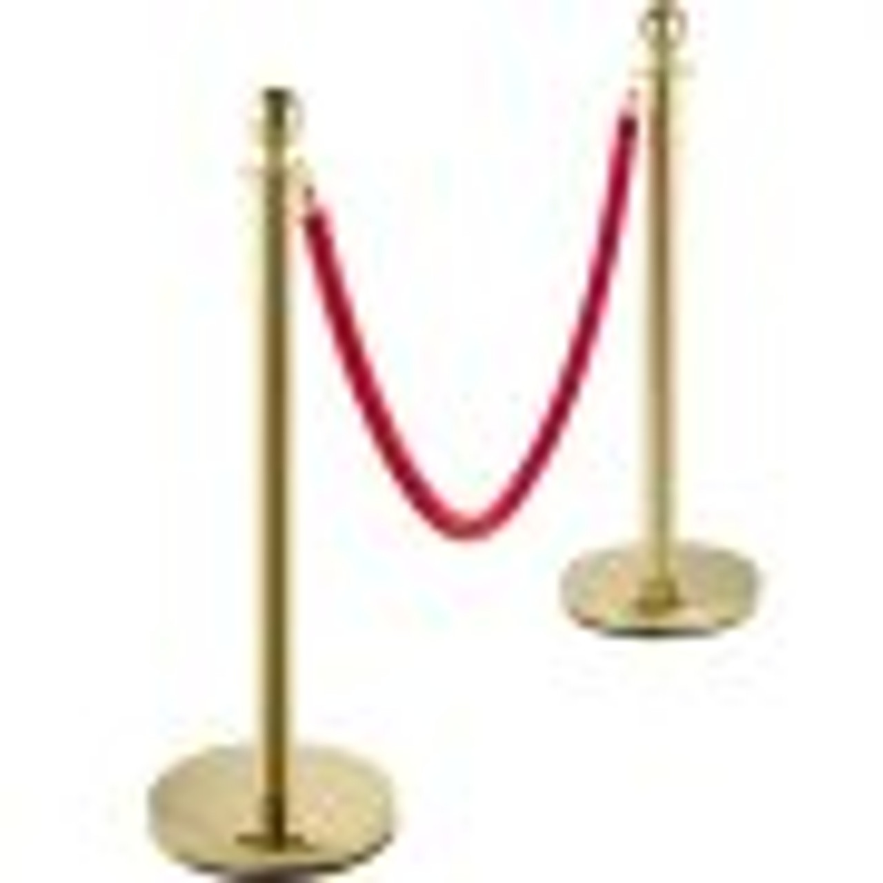 Velvet Ropes and Posts, 5 ft/1.5 m Red Rope, Stainless Steel Gold Stanchion with Ball Top, Red Crowd Control Barrier Used for Theaters, Party, Wedding, Exhibition, Ticket Offices 4 packSets