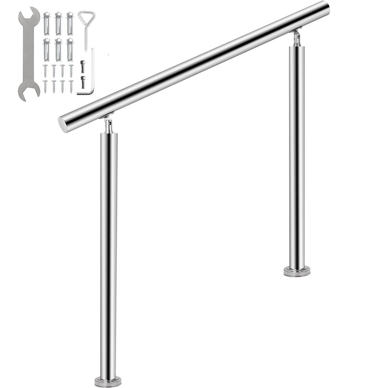 Stainless Steel Handrail 551LBS Load Handrail for Outdoor Steps 55x34" Outdoor Stair Railing Silver Stair Handrail Transitional Range from 0 to 90Ã¸