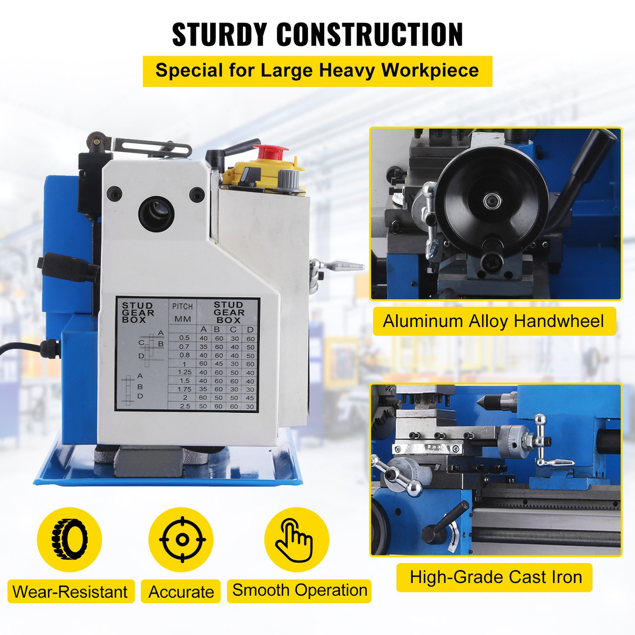 Metal Lathe 7 x 12 Inch, Precision Mini Metal Lathe 2250 RPM 400W Variable Speed, Mini Lathe Precision Bench Top Metal Working Lathe for Various Types of Metal Turning