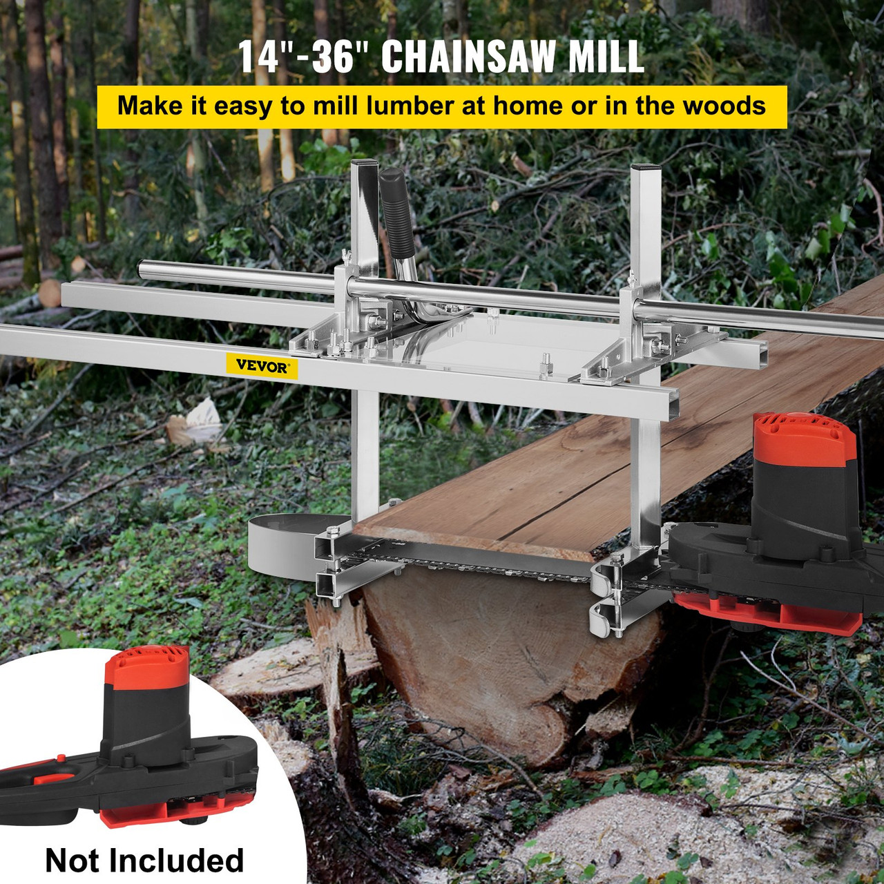 Chainsaw Mill Planking Milling 14" to 36" Guide Bar Wood Lumber Cutting Portable Sawmill Aluminum Steel Chainsaw Mill for Builders
