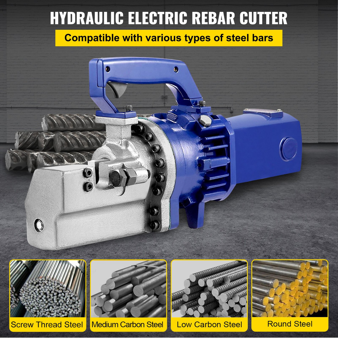 Electric Rebar Cutter, 1.7KW 110V Electric Hydraulic Rebar Cutter with Adjustable Alloy Steel Blade Cut 1inch 25mm Rebar within 5 sec