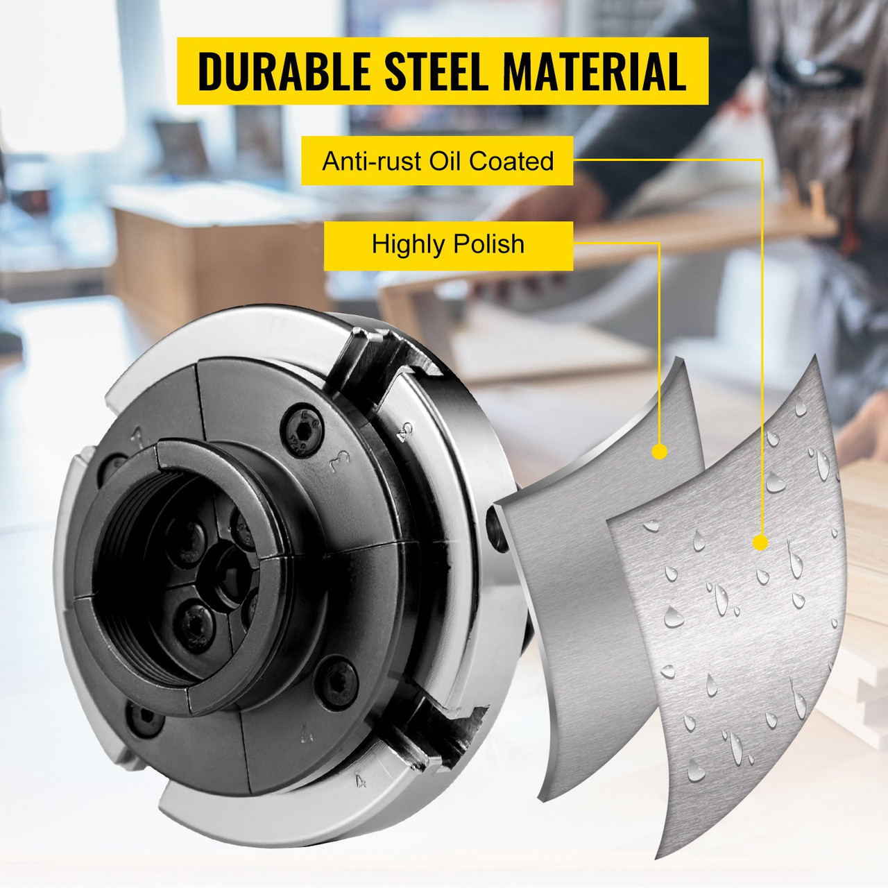 Lathe Chuck, 4inch Nova Chuck Self-centering Independent 4 Jaws Mini Wood Bowl Chuck Steel Accessories for Woodworking