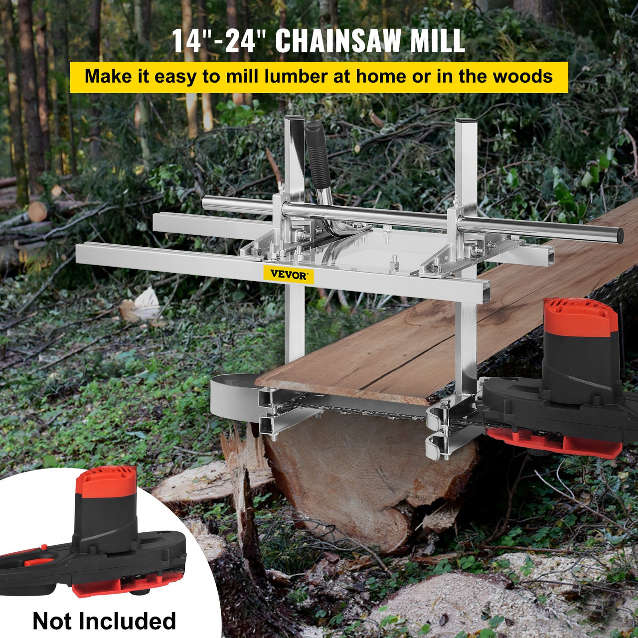 Chainsaw Mill Planking Milling 14" to 24" Guide Bar Wood Lumber Cutting Portable Sawmill Aluminum Steel Chainsaw Mill for Builders and Woodworker