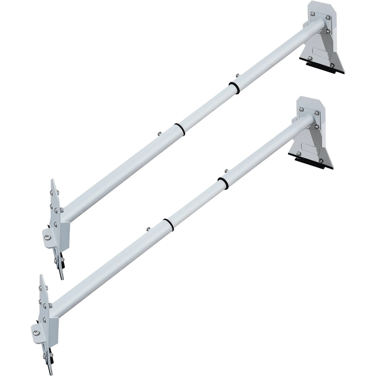 Van Roof Ladder Rack, 2 Bars, 331 LBS Capacity, 46.5"-68.1" Adjustable Steel Roof Racks, Compatible with Chevy Dodge Ford GMC Express Savana, Universal Design, White