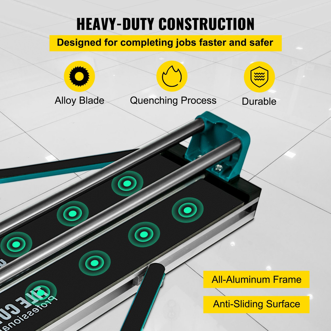 Manual Tile Cutter, 48 Inch Ceramic Floor Tile Cutter, All-Steel Frame Cutting Machine, Precise Tile Cutter Tools w/ Laser Guide & Tungsten Carbide Wheel, Large Tile Cutter For Porcelain