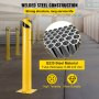 Safety Bollard 48-5.5, Safety Barrier Bollard 5-1/2" OD 48" Height, Yellow Powder Coat Pipe Steel Safety Barrier, with 4 Free Anchor Bolts, for Traffic-Sensitive Area