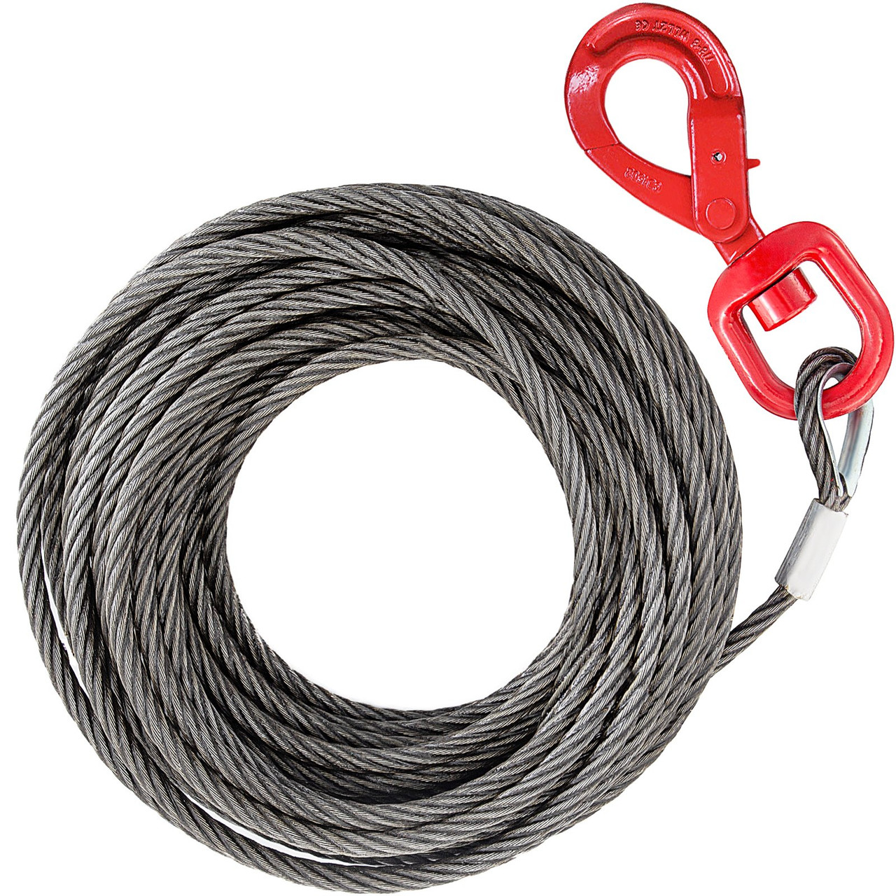 Galvanized Steel Winch Cable, 3/8" x 100' - Wire Rope with Hook, 8800 Lbs Breaking Strength - Towing Cable Heavy Duty, 6x19 Strand Core - for Rollback, Crane, Wrecker, Tow Truck