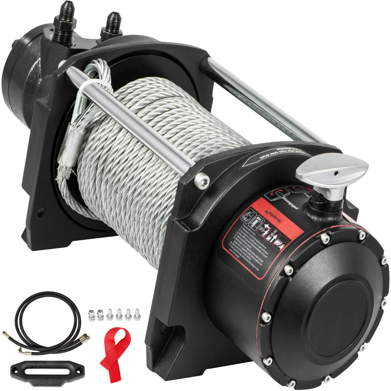 Industrial Hydraulic Winch 10,000lbs, Hydraulic Anchor Winch with 24m Strong Steel Cable, Hydraulic Drive Winch Adapter Kit, Utility Winch with Mechanical Lock for Tacoma Yukon Hummer, etc.