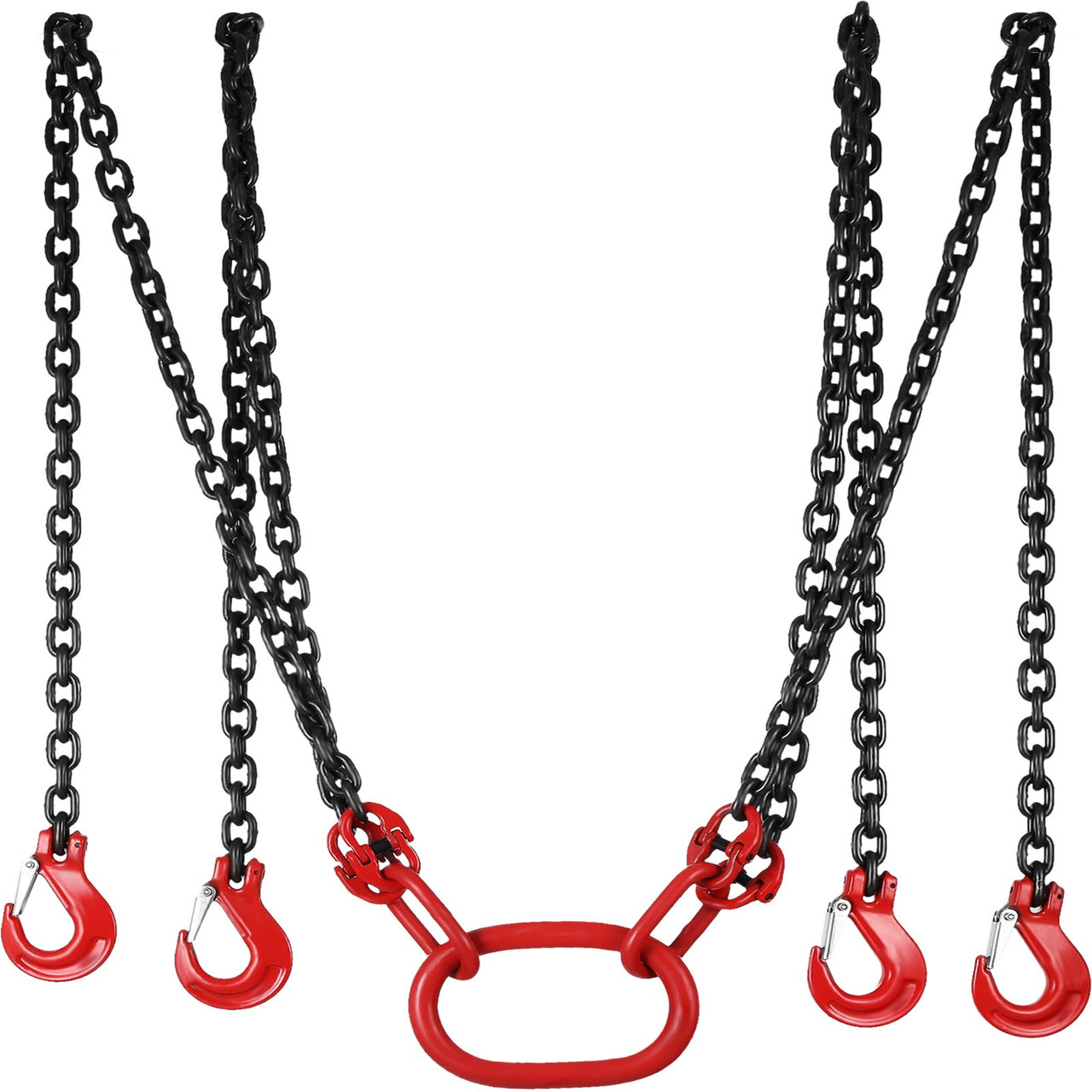 13FT Chain Sling 5/16 Inch X 13 FT Engine Lift Chain G80 Alloy Steel Engine Chain Hoist Lifts 5 Ton with 4 Leg Grab Hooks Used in Mining, Machinery, Ports, Building